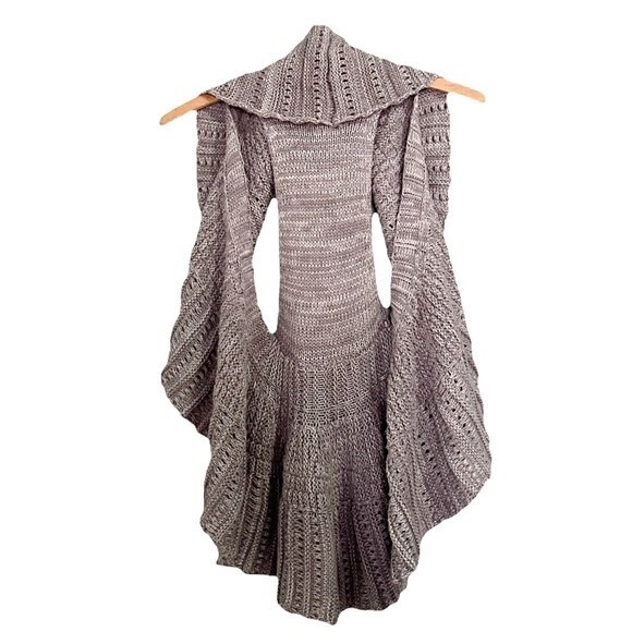 Mudd Y2K Sweater Vest Vintage Gray Shawl Collar Fall Sweater Shrug Size Medium - Picture 5 of 11